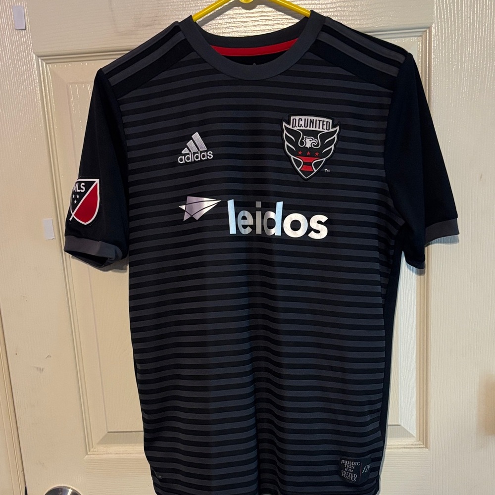 Adidas DC United Black and Gray Striped Jersey